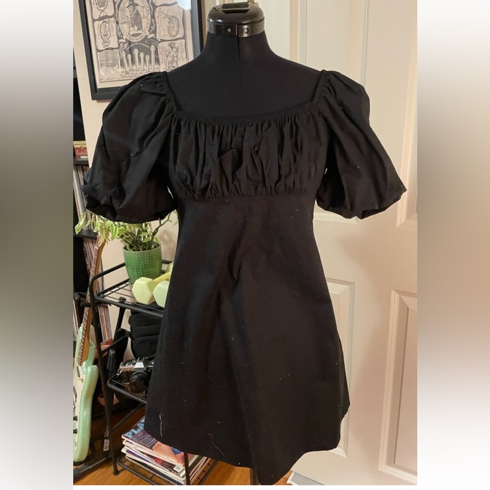 Forever 21 Black Puff Sleeve Dress, medium